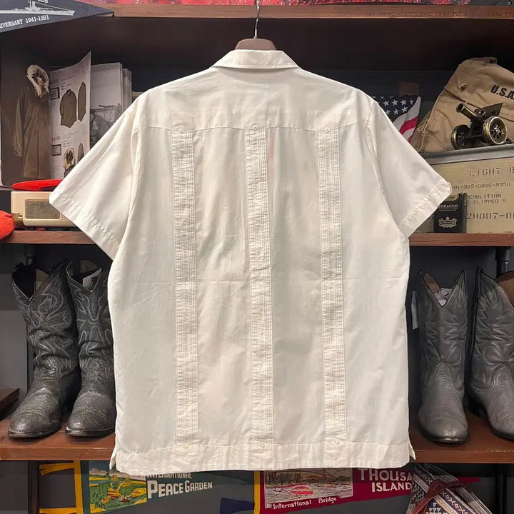 [BUNJANG] Basic 90s Floral Guayabera Cuban Shirt / 90s 베이직 플로럴 알포르자 구아야베라 쿠바 셔츠 N1693