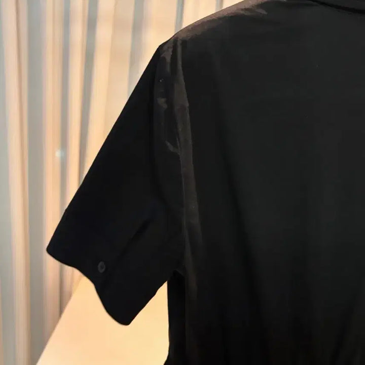 [BUNJANG] Satin Black Short Sleeve Dress / 샤틴 검정 반팔 원피스