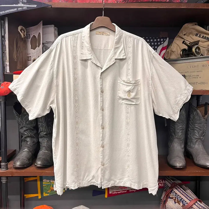 [BUNJANG] 00s Tommy Bahama Pure Silk Jacquard Diamond Pattern Short Sleeve Shirt XXL / 00s 토미바하마 퓨어실크 자카드 다이아 패턴 반팔셔츠 N1694