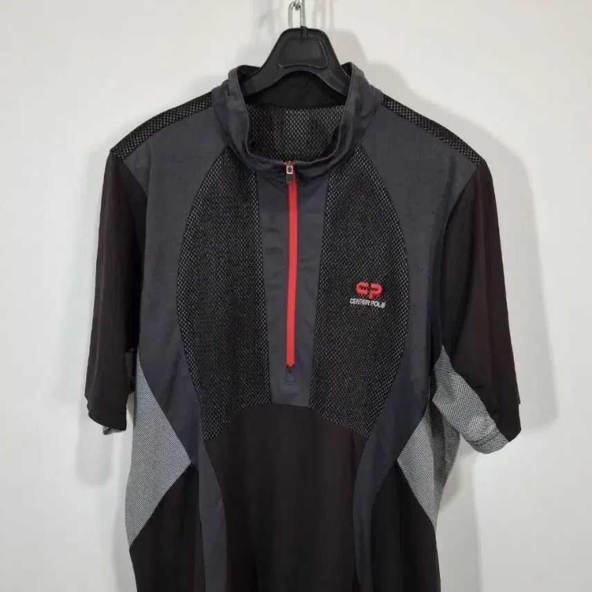 [BUNJANG] Centerpole Zip-Up Short Sleeve Polo T-Shirt Black / 센터폴 집업 반팔 카라티 블랙