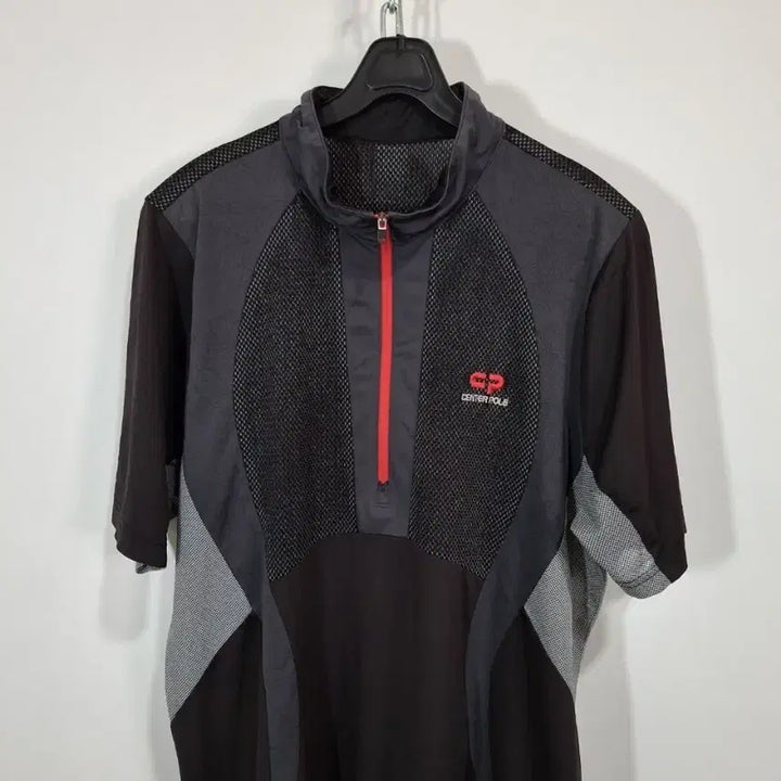 [BUNJANG] Centerpole Zip-Up Short Sleeve Polo T-Shirt Black / 센터폴 집업 반팔 카라티 블랙