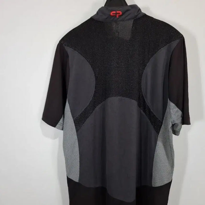 [BUNJANG] Centerpole Zip-Up Short Sleeve Polo T-Shirt Black / 센터폴 집업 반팔 카라티 블랙