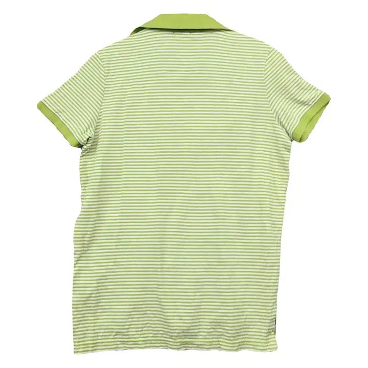 [BUNJANG] Abercrombie &amp; Fitch Striped Short Sleeve Polo Shirt / 아베크롬비 스트라이프 라이트 그린 순록 로고 반팔 카라티 XL