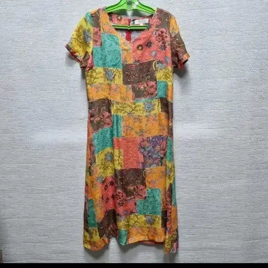 [BUNJANG] Patchwork Short Sleeve Long Dress / u010 인견사랑패치워크 반팔 원피스