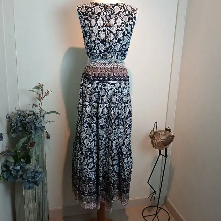 [BUNJANG] LAP Sleeveless Floral Maxi Dress M / LAP나시 맥시 원피스 꽃무늬. M