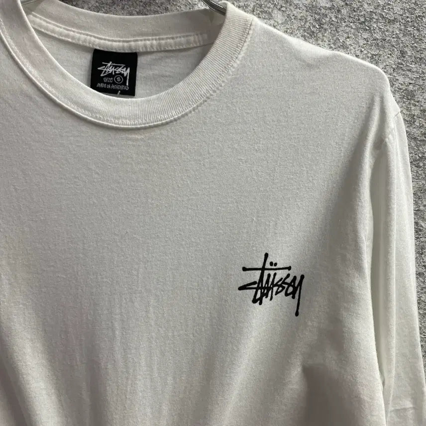 [BUNJANG] Stussy Basic Big Logo White Long Sleeve T-Shirt Size S / 스투시 베이직 빅로고 화이트 롱슬리브 B5174