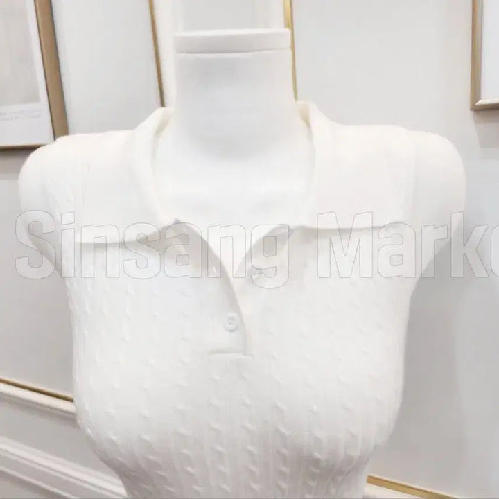 [BUNJANG] Button Collar Sleeveless Ribbed Knit Sexy Top / [빠른발송] 단추 카라 나시 또또 골지 니트 섹시