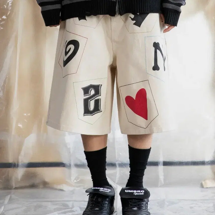 [BUNJANG] XTONZ XP280 Carbon Stitch Bermuda Denim Pants (Cream) / 엑스톤즈 XP280 카보니 스티치 버뮤다 데님 팬츠 (CREAM)