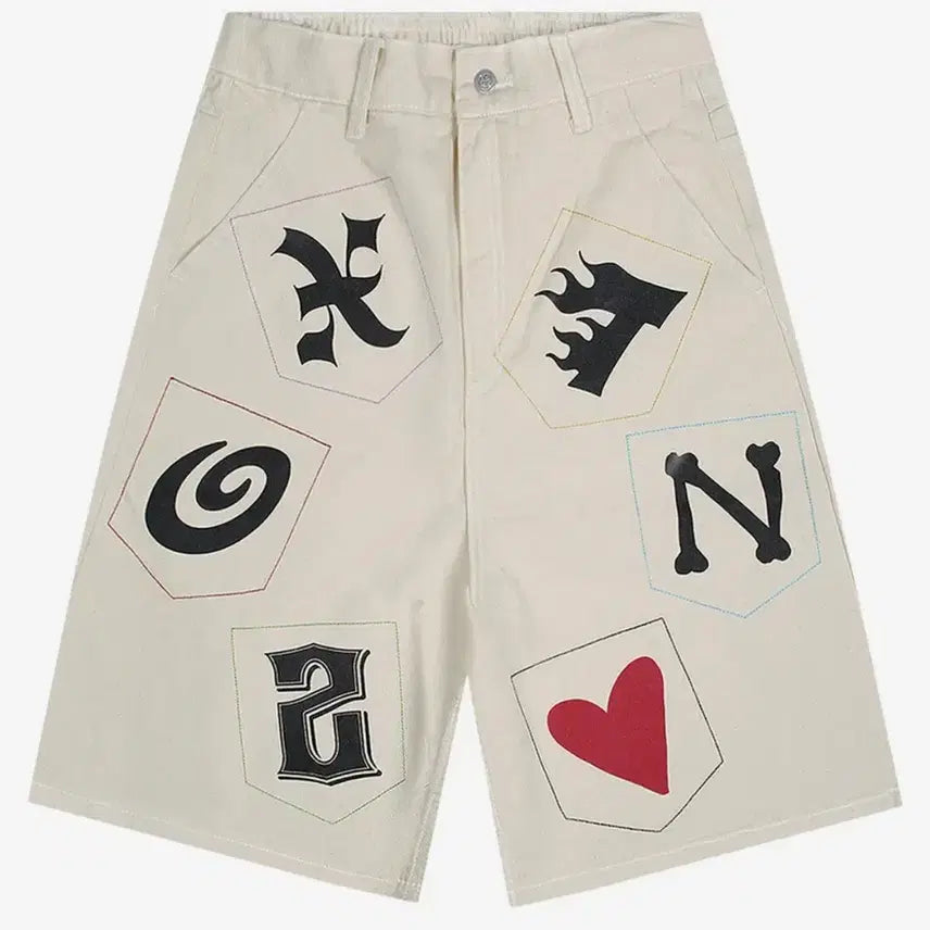 [BUNJANG] XTONZ XP280 Carbon Stitch Bermuda Denim Pants (Cream) / 엑스톤즈 XP280 카보니 스티치 버뮤다 데님 팬츠 (CREAM)