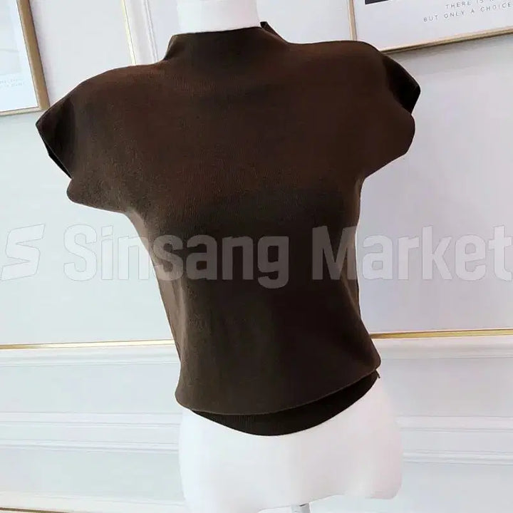 [BUNJANG] Basic Daily Short Sleeve Knit Top / [빠른발송] 소량바바캡소매 제작 니트 하이넥 반목 폴라 기본 데일리 반팔