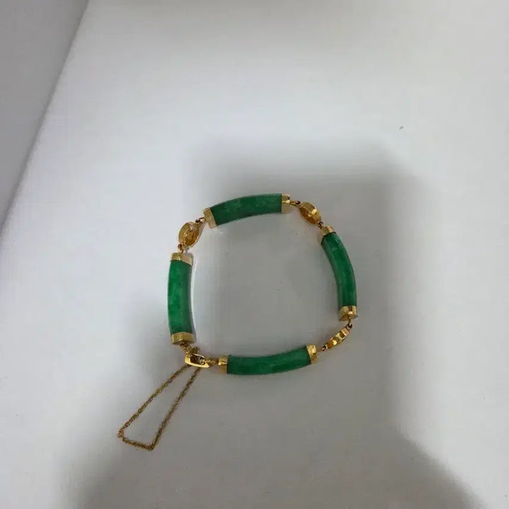 [BUNJANG] Jade Cylinder Bracelet with Gold Plating / 비취 원통 팔찌 골드도금