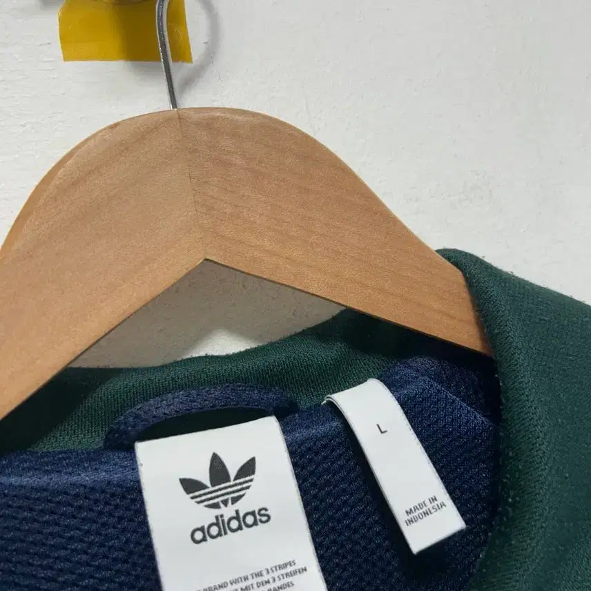 [BUNJANG] Adidas Track Top Navy/Green Zip-Up L / 아디다스 트랙탑 네이비/그린 집업 L