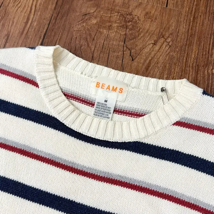 [BUNJANG] BEAMS Striped Short Sleeve Knit T-Shirt / BEAMS 빔즈 단가라 스트라이프 빈티지 반팔 니트 티셔츠