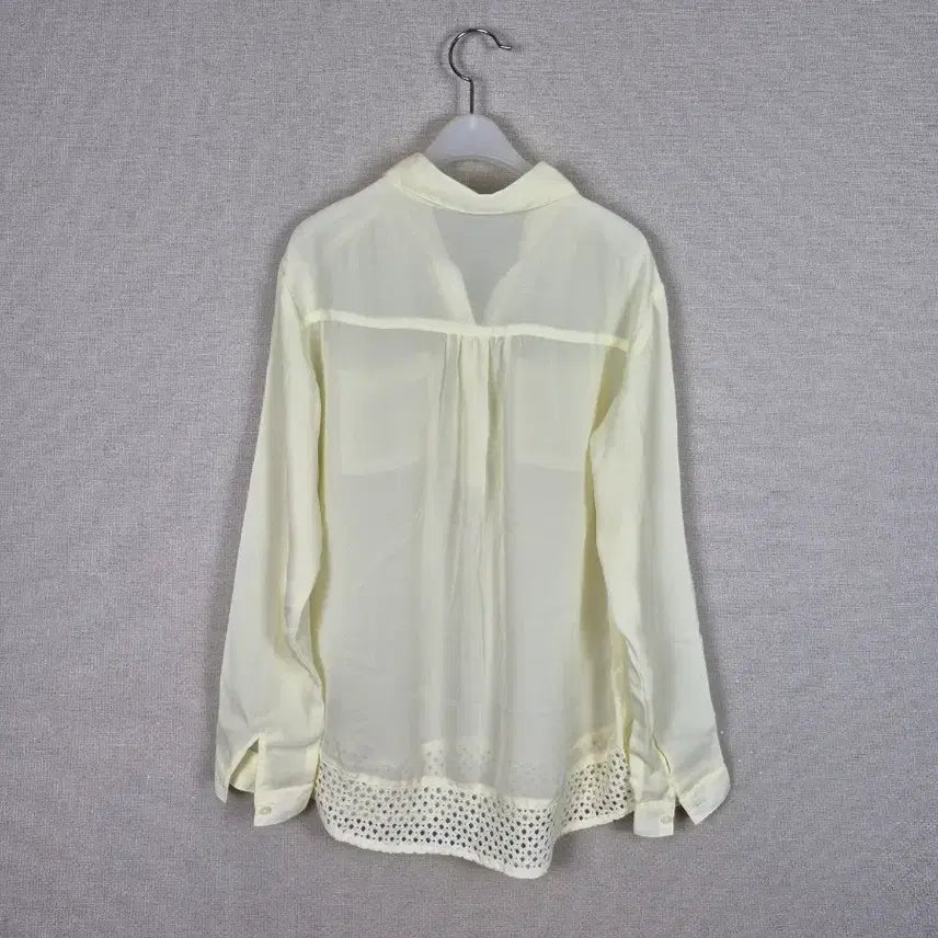 [BUNJANG] Yellow See-Through Lace Blouse L / (
