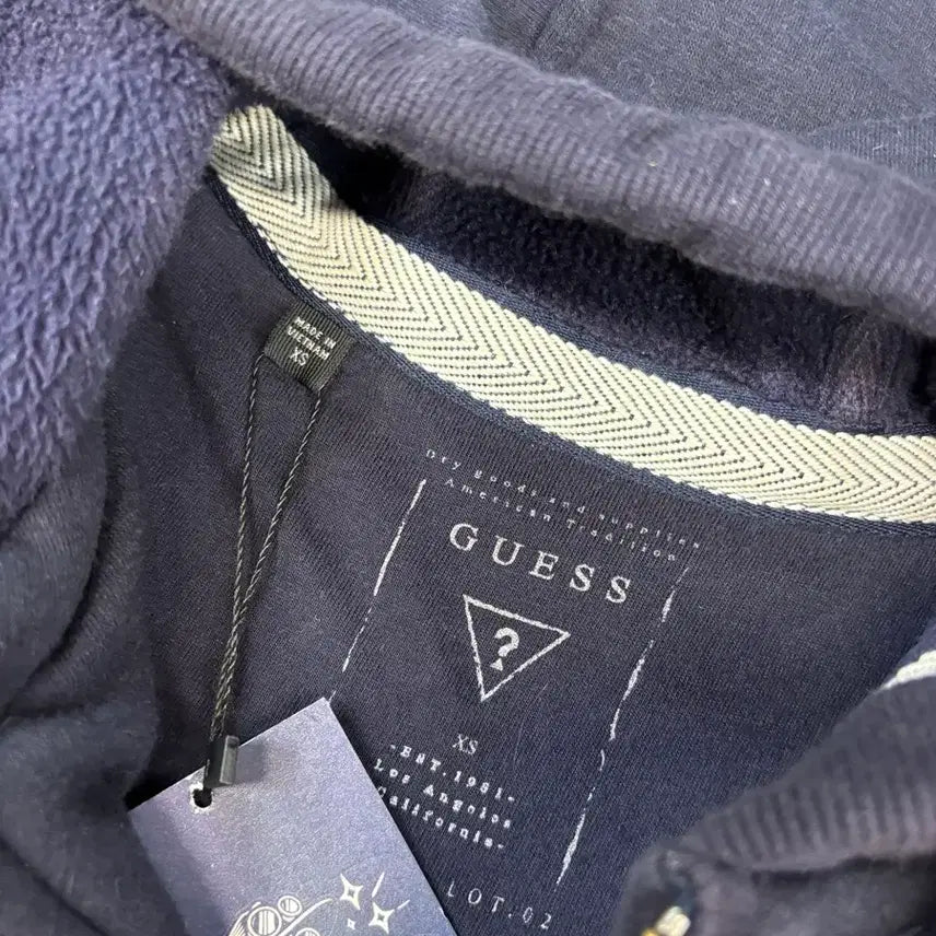 [BUNJANG] Guess Navy Fleece Lined Hooded Zip-Up / 게스 기모 네이비 후드집업 