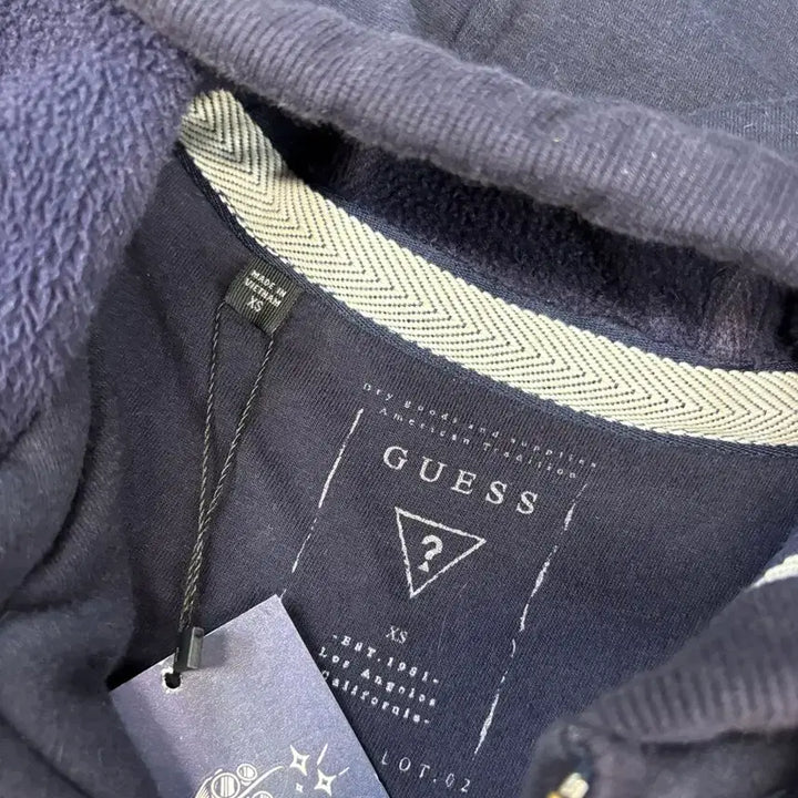 [BUNJANG] Guess Navy Fleece Lined Hooded Zip-Up / 게스 기모 네이비 후드집업 