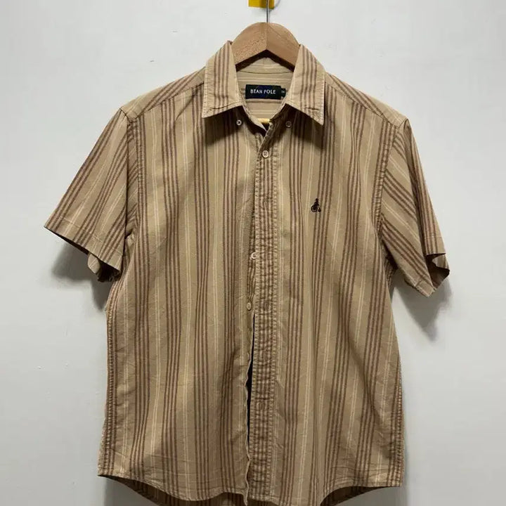 [BUNJANG] Beanpole Striped Short-Sleeve Shirt Beige S / 빈폴 스트라이프 반팔 셔츠 베이지 S