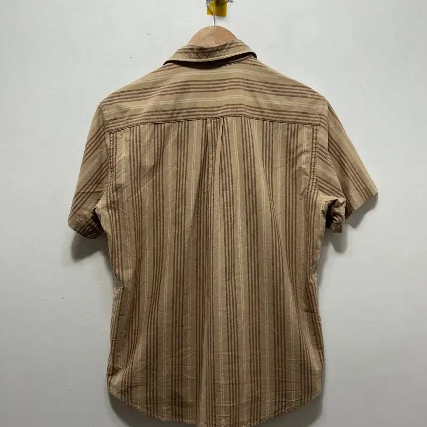 [BUNJANG] Beanpole Striped Short-Sleeve Shirt Beige S / 빈폴 스트라이프 반팔 셔츠 베이지 S