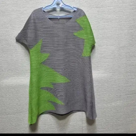 [BUNJANG] Pleats Dress Grey/Lime / u004  플리즈 원피스 그레이/라임