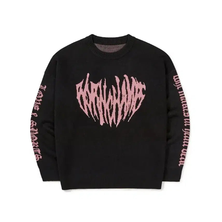 [BUNJANG] Bon-Choix Heart Tribal Logo Knit Black / [판매] 본챔스 하트 트라이벌 로고 니트 B23FT16BK 팝니다