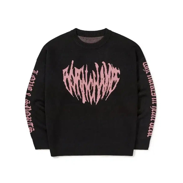 [BUNJANG] Bon-Choix Heart Tribal Logo Knit Black / [판매] 본챔스 하트 트라이벌 로고 니트 B23FT16BK 팝니다