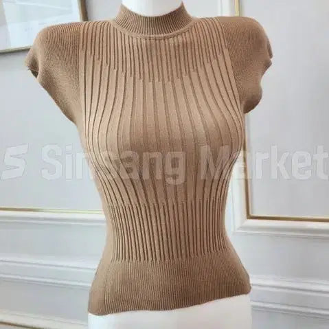 [BUNJANG] Semi-Mock Neck Cap Sleeve Top / [빠른발송] 반목캡소매