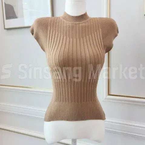 [BUNJANG] Semi-Mock Neck Cap Sleeve Top / [빠른발송] 반목캡소매
