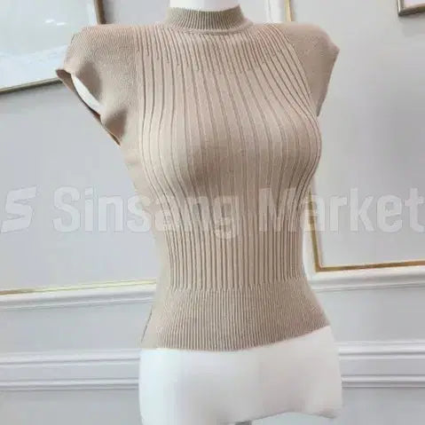 [BUNJANG] Semi-Mock Neck Cap Sleeve Top / [빠른발송] 반목캡소매
