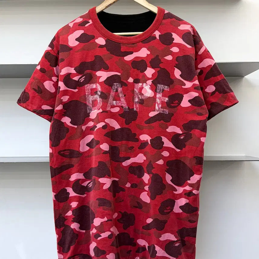[BUNJANG] BAPE Reversible Neon College Saru T-Shirt / 베이프 리버시블 네온 컬리지 사루 티셔츠