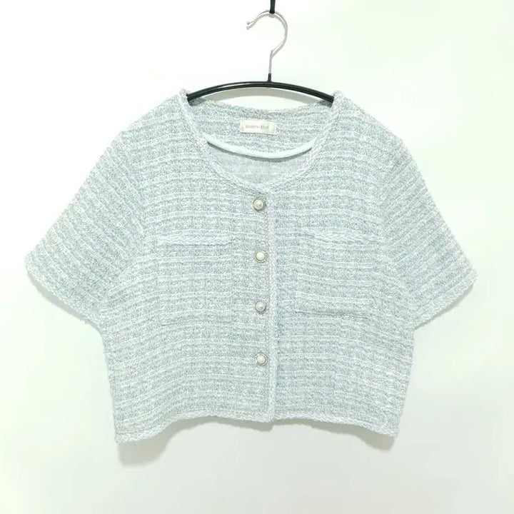 [BUNJANG] Rian New York Silver Thread Pearl Round Tweed Jacket / 리안 뉴욕 은사 펄 라운드 트위드 자켓 85_S2290