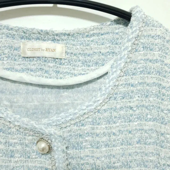 [BUNJANG] Rian New York Silver Thread Pearl Round Tweed Jacket / 리안 뉴욕 은사 펄 라운드 트위드 자켓 85_S2290