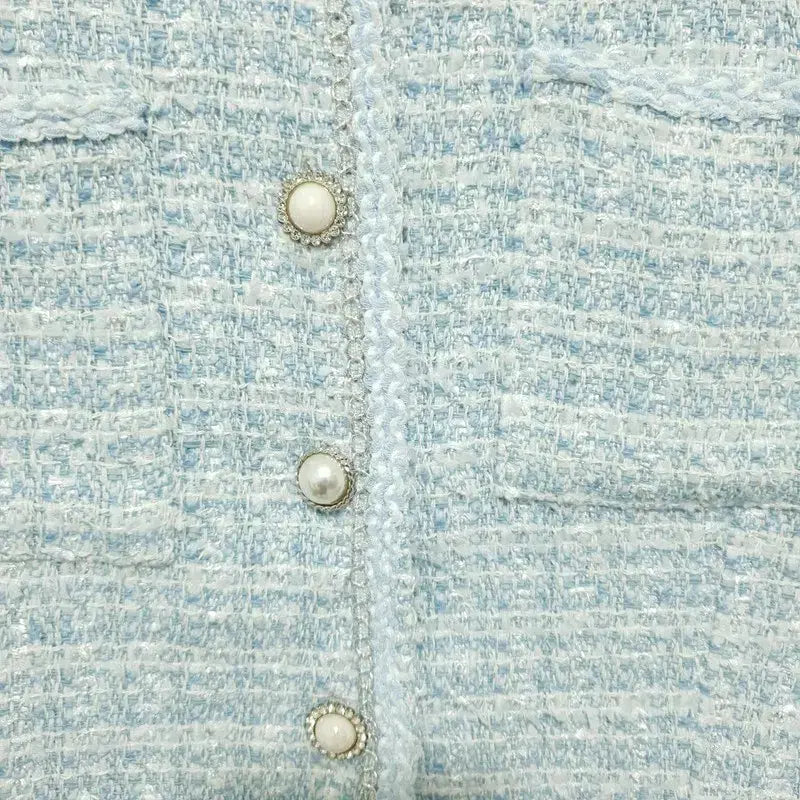 [BUNJANG] Rian New York Silver Thread Pearl Round Tweed Jacket / 리안 뉴욕 은사 펄 라운드 트위드 자켓 85_S2290