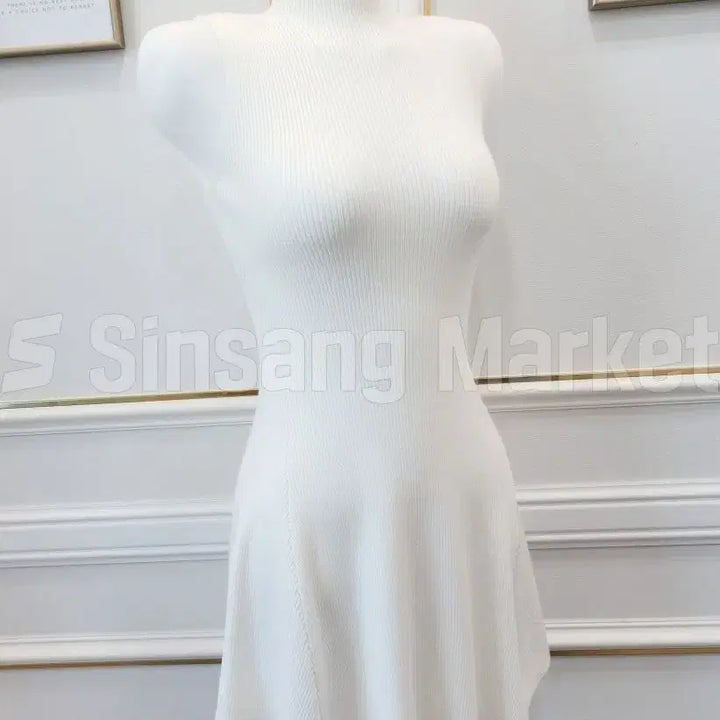 [BUNJANG] Knit Flare Mini Dress with High Neck / [빠른발송] 칼라추가 반목플레어ops 미니 하이넥 글램 절개 섹시