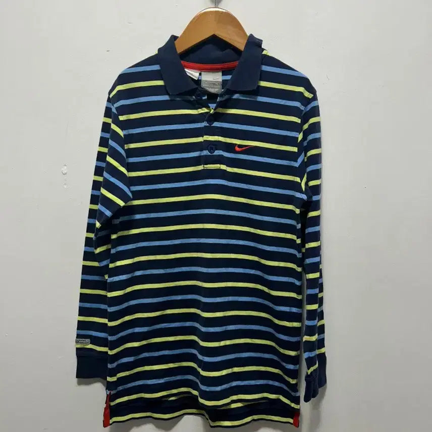 [BUNJANG] Nike Kids Long Sleeve Striped Collar T-Shirt Size 140 / 나이키 긴팔 단가라 카라티 키즈 140사이즈