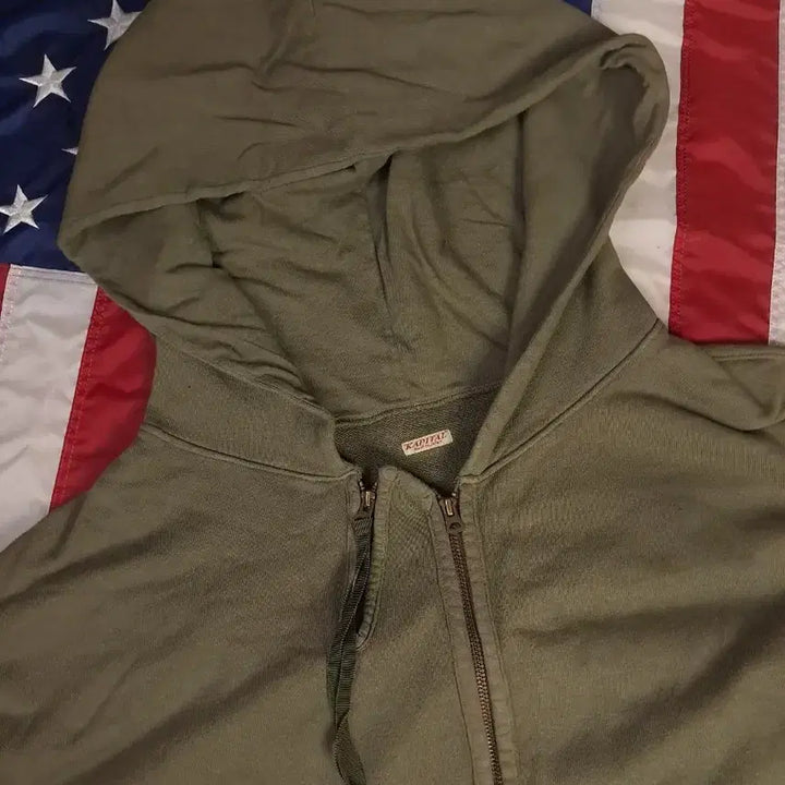 [BUNJANG] Original Capital Khaki Oversized Hooded Zip-Up Jacket / 오리지날 캐피탈 카키 오버 후드 집업자켓