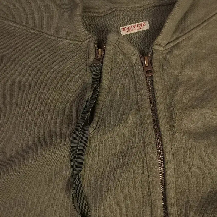 [BUNJANG] Original Capital Khaki Oversized Hooded Zip-Up Jacket / 오리지날 캐피탈 카키 오버 후드 집업자켓