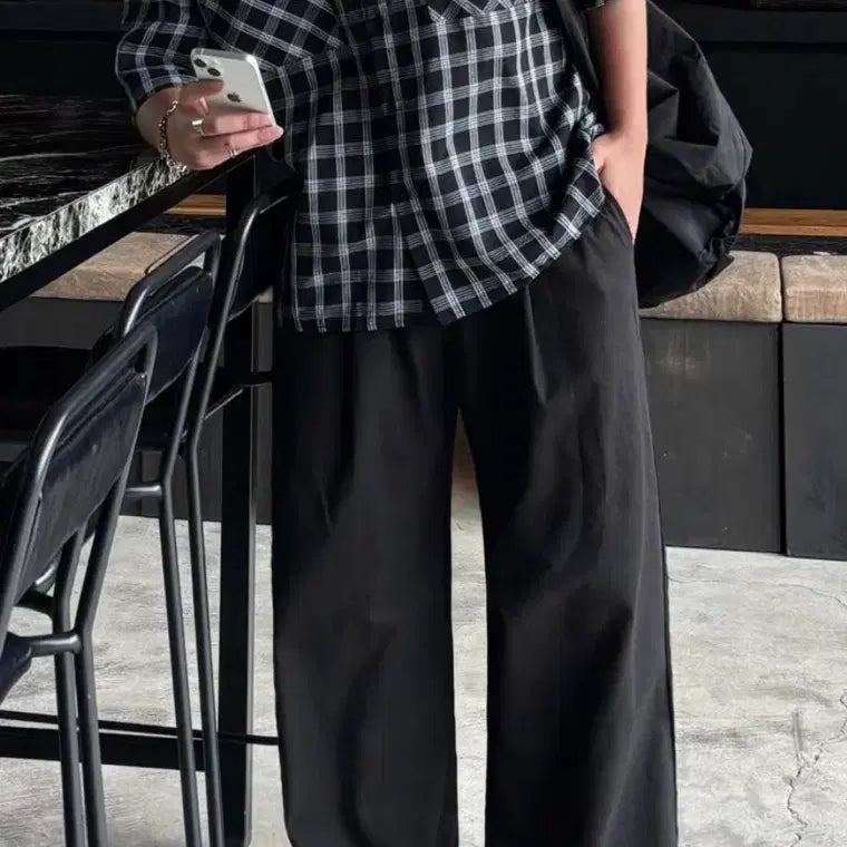 [BUNJANG] 26ss Linen Wide Pants Khaki/Black (Set of 2) / 26ss 린넨 와이드 팬츠 카키/블랙 L(30~32)사이즈 두개 일괄 판