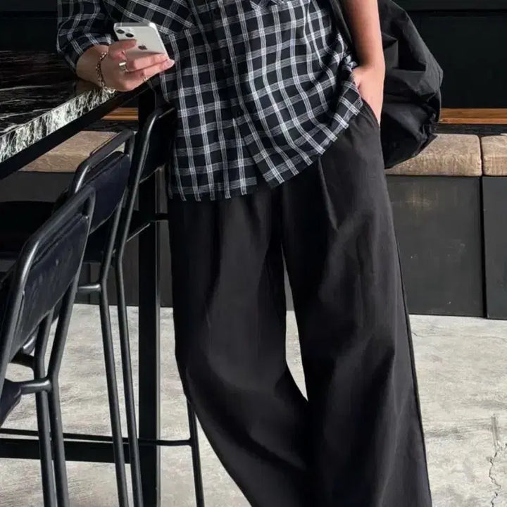 [BUNJANG] 26ss Linen Wide Pants Khaki/Black (Set of 2) / 26ss 린넨 와이드 팬츠 카키/블랙 L(30~32)사이즈 두개 일괄 판