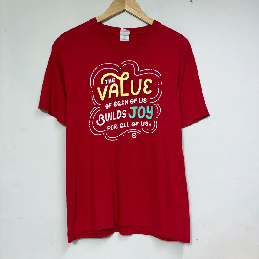[BUNJANG] Port &amp; Company Red Printing Short Sleeve T-Shirt / 포트 앤 컴퍼니 레드 프린팅 반팔 티셔츠