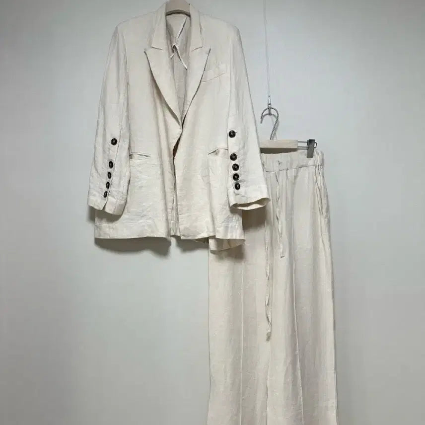 [BUNJANG] JS New York Linen Jacket Wide Pants Set-up / JS뉴욕 린넨 자켓 와이드팬츠 셋업