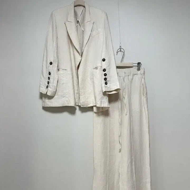 [BUNJANG] JS New York Linen Jacket Wide Pants Set-up / JS뉴욕 린넨 자켓 와이드팬츠 셋업