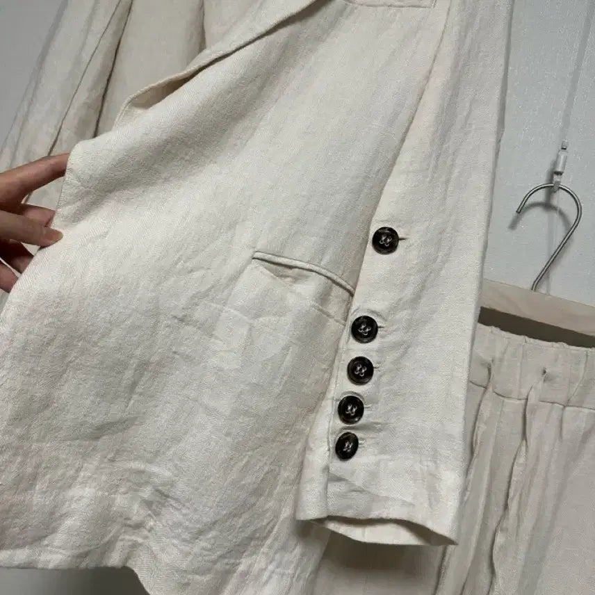 [BUNJANG] JS New York Linen Jacket Wide Pants Set-up / JS뉴욕 린넨 자켓 와이드팬츠 셋업