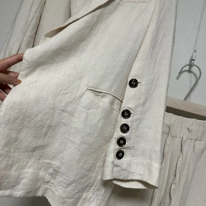 [BUNJANG] JS New York Linen Jacket Wide Pants Set-up / JS뉴욕 린넨 자켓 와이드팬츠 셋업