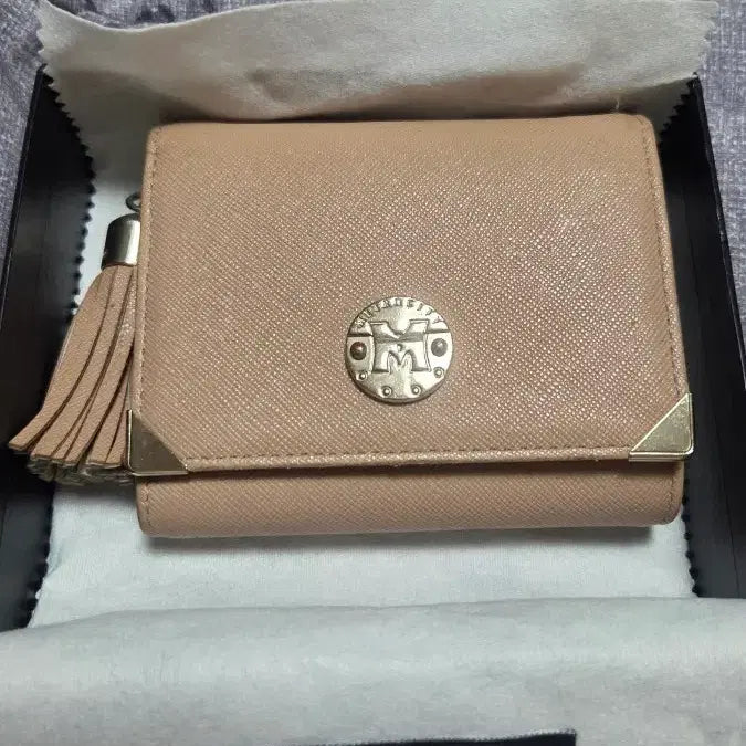 [BUNJANG] Metrocity Beige Tassel Bifold Wallet / 메트로시티 베이지 태슬 반지갑