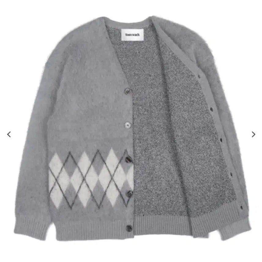[BUNJANG] Tonywack Argyle Mohair Alpaca Cardigan (Gray) / [M] 토니웩 아가일 모헤어 알파카 가디건 (그레이)