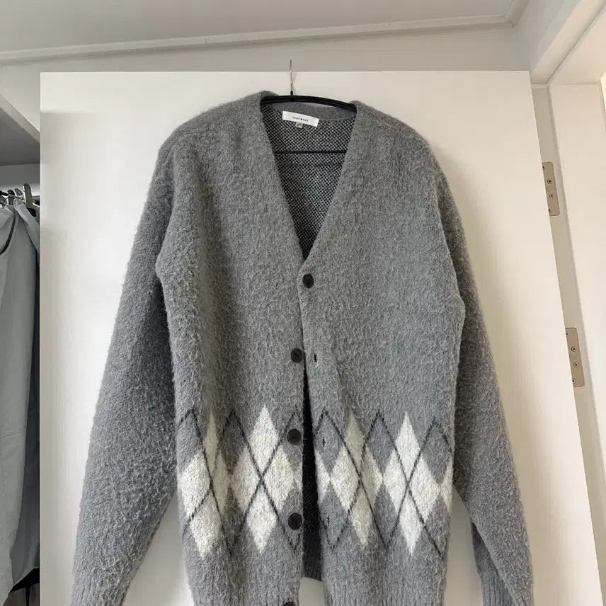 [BUNJANG] Tonywack Argyle Mohair Alpaca Cardigan (Gray) / [M] 토니웩 아가일 모헤어 알파카 가디건 (그레이)