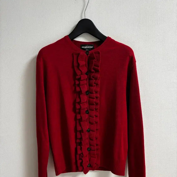 [BUNJANG] Nice Ghost Club Red Ruffle Cardigan (Worn by Jang Won-young) / 장원영착용-나이스고스트클럽 레드 러플 가디건