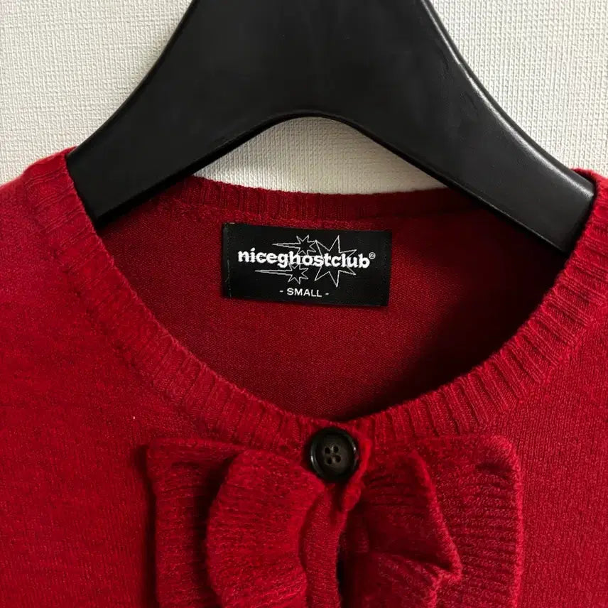 [BUNJANG] Nice Ghost Club Red Ruffle Cardigan (Worn by Jang Won-young) / 장원영착용-나이스고스트클럽 레드 러플 가디건
