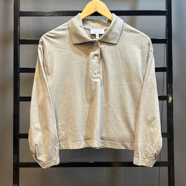 [BUNJANG] And Other Stories Cotton Long Sleeve Collar T-Shirt Beige/Greyish Tone / S 앤아더스토리즈 코튼 긴팔 카라티 2.5