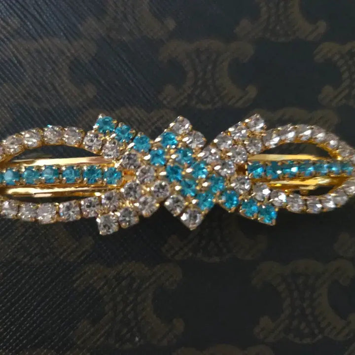 [BUNJANG] Color Cubic Ribbon Hairpin / 컬러 큐빅 리본 헤어핀